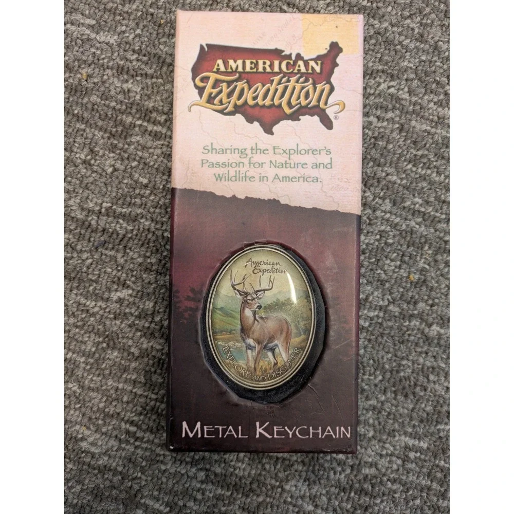 NEW American Expedition Keychain Men's OS Brown Whitetail Deer Metal